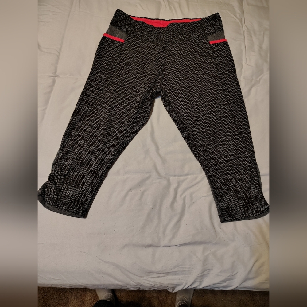 BCG Black Leggings with Pink Highlights, Size XL